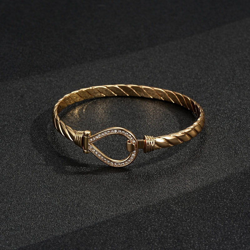 New 6mm 9ct Gold Filled Bonded Closed Loop Bangle with Stones