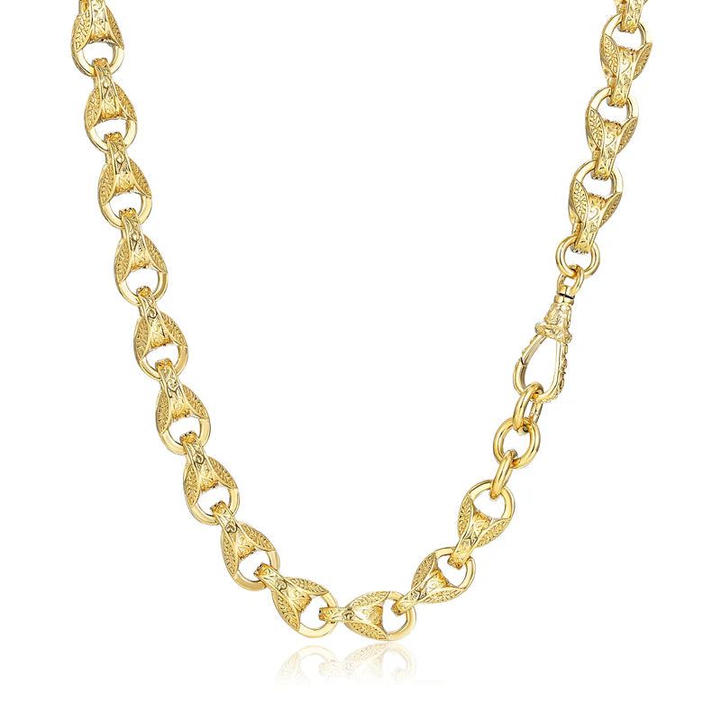 Gold 12mm 3D Tulip Chain with Albert Clasp
