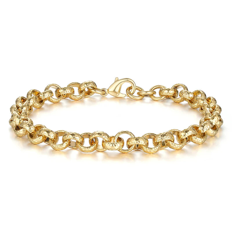 New Luxury 8mm Gold Filled & Bonded Diamond Cut Pattern Belcher Bracelet - Durable