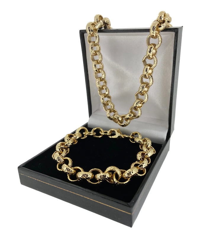 GOLD FILLED 12MM DIAMOND CUT BELCHER SET